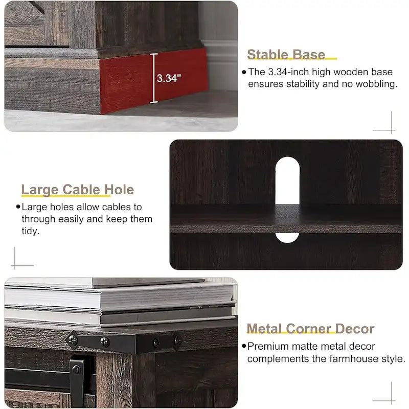 Farmhouse Wood TV Stand, Rustic Entertainment Center, Console Cabinet - n/a 12