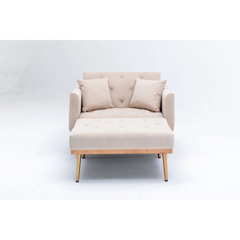 Velvet Upholstered Tufted Living Room Sleeper Sofa Chair With Rose Golden feet 33