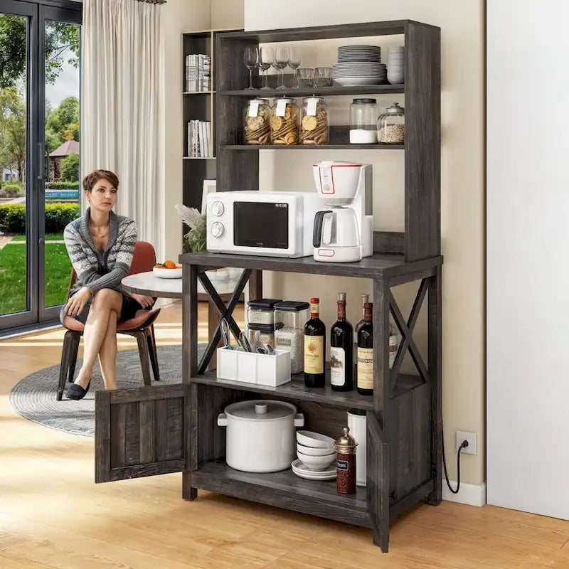 Moasis 5 Tier Kitchen Bakers Rack with Storage Shelves Microwave Oven Stand Kitchen Shelf Organizer 13