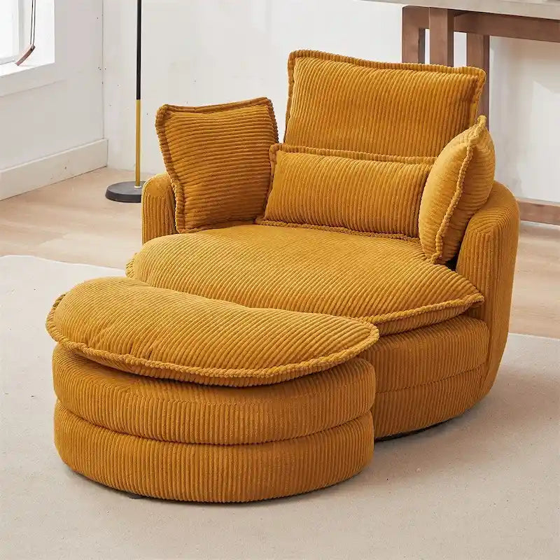 Oversized Swivel Chair with Moon Storage Ottoman with 4 Pillows 3