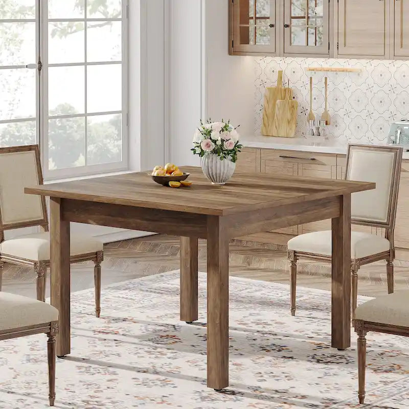 39.4 Inches Square 2-4 People Dining Table with Solid Wood Legs for Living Room Dining Room 17