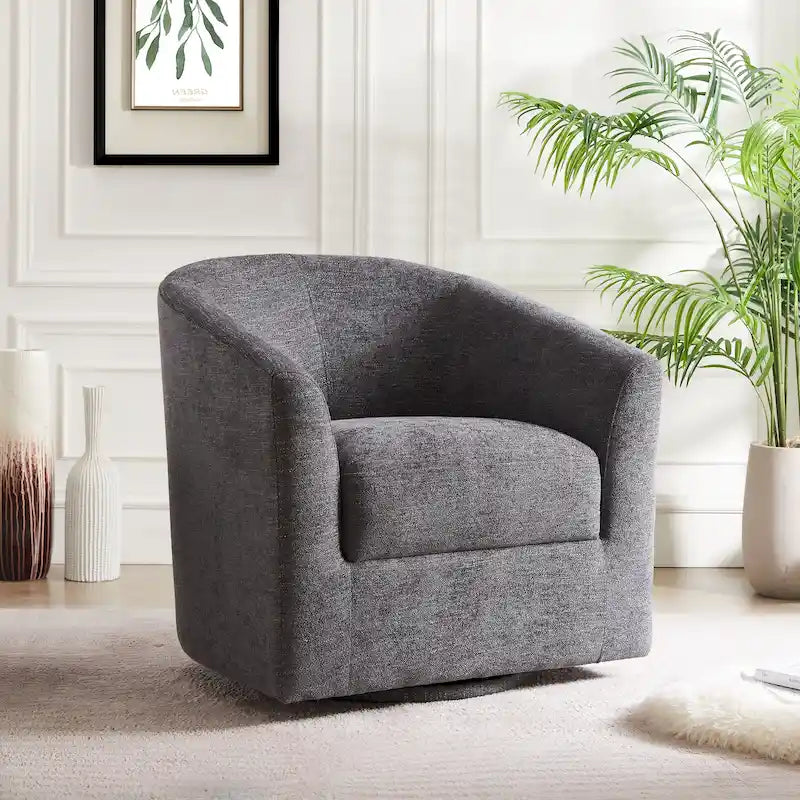 Cuenca Modern Upholstered Barrel Chair with Swivel Base 3