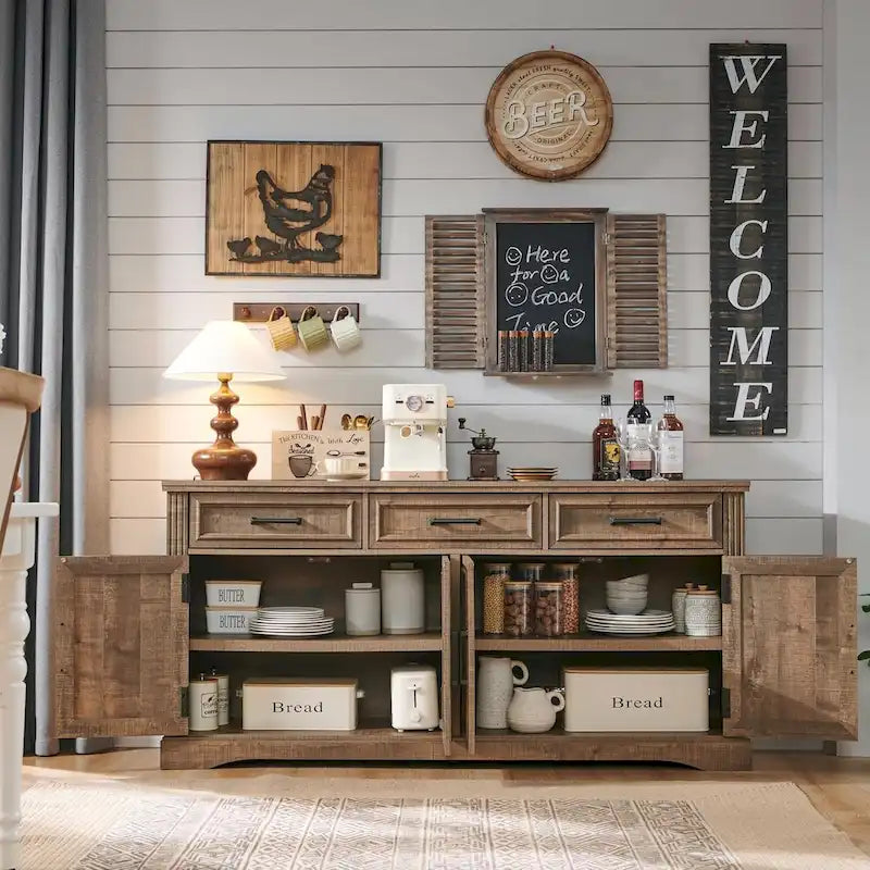 Farmhouse Buffet Sideboard Cabinet,Coffee Bar Wine Bar for Dining Room - N/A 20