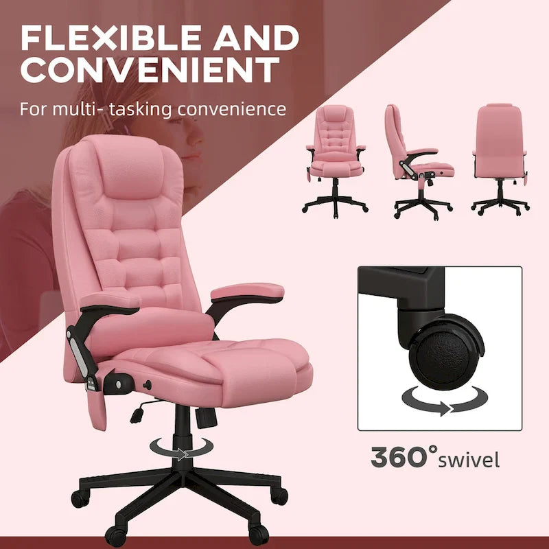 HOMCOM High Back Vibration Massage Office Chair with 6 Vibration Points, Heated Reclining PU Leather Computer Chair 9
