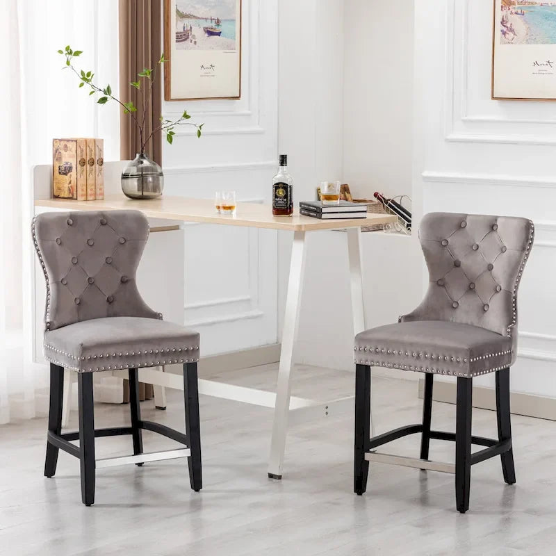 Sgabello da bancone Carter 24 Wingback Tufted Nailhead (set da 2) 15