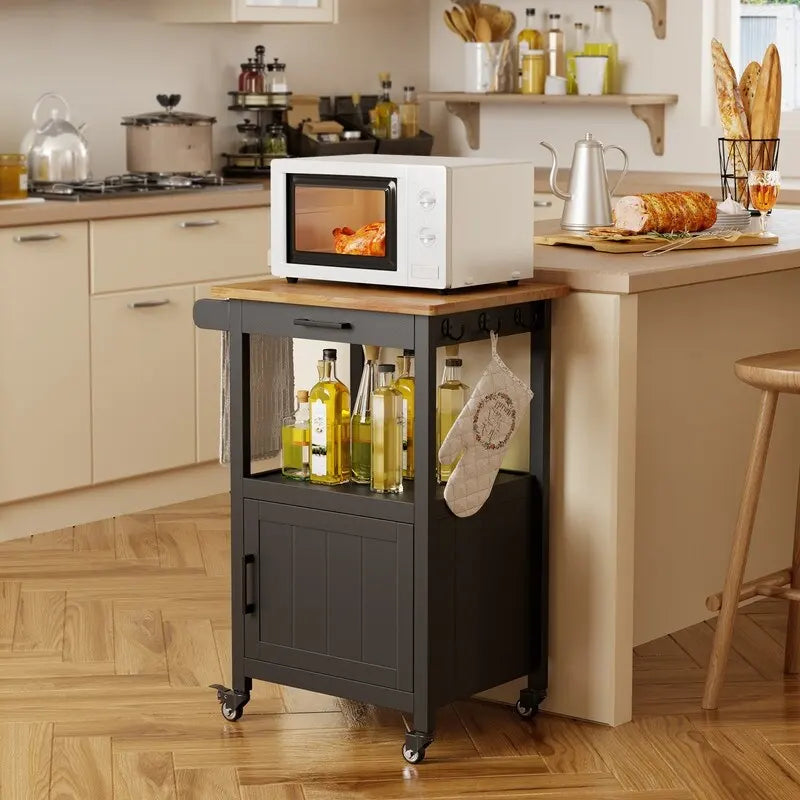 Wooden Kitchen Island Trolley Cart with Drawers 3