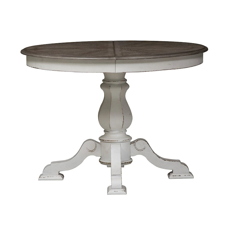 Magnolia Manor Round Pedestal Dining Table with Expandable Leaves - 2 Finishes 12