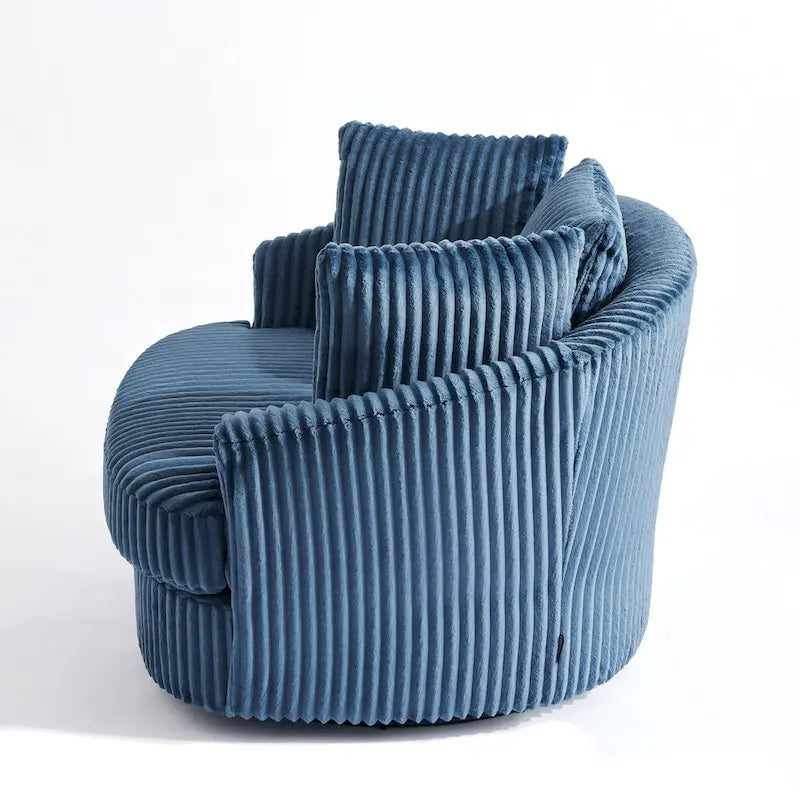 DREAMSIDEA 2 Set Recessed Arm Slipcovered Swivel Barrel Chair 17