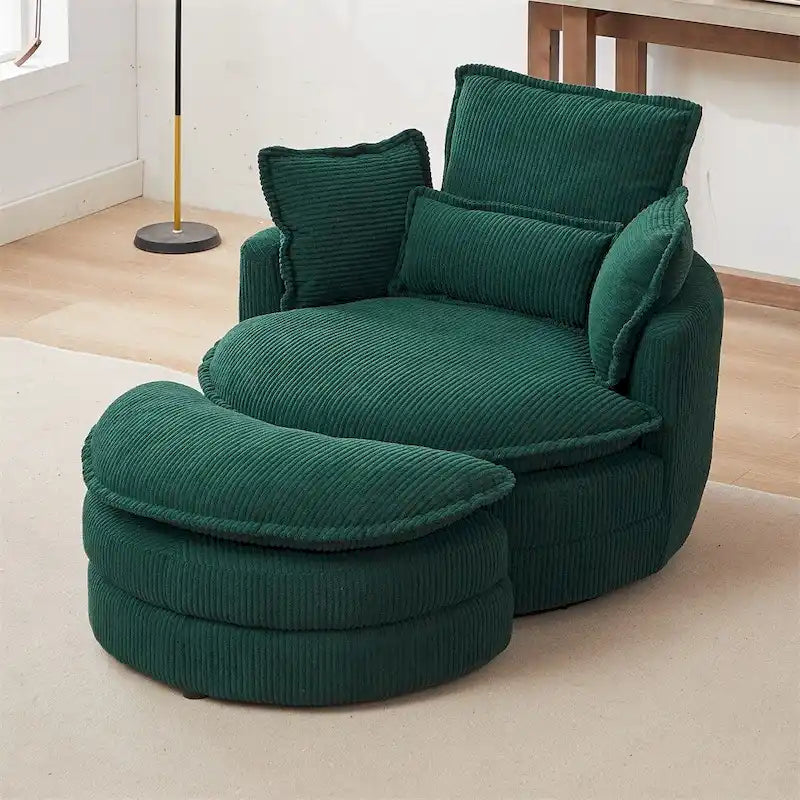 Oversized Swivel Chair with Moon Storage Ottoman with 4 Pillows 5