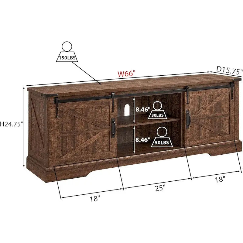 Farmhouse Wood TV Stand, Rustic Entertainment Center, Console Cabinet - n/a 19