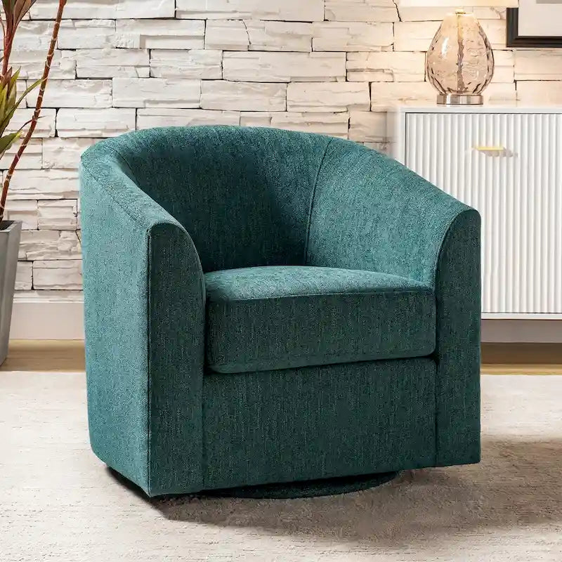 Cuenca Modern Upholstered Barrel Chair with Swivel Base 6