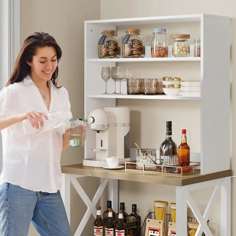 Moasis 5 Tier Kitchen Bakers Rack with Storage Shelves Microwave Oven Stand Kitchen Shelf Organizer 6