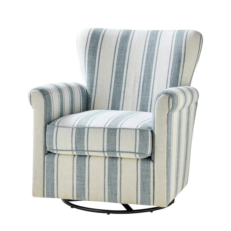 Georg Comfortable Floral Fabric Swivel Rocker Chair with Rolled Armrest by HULALA HOME 39