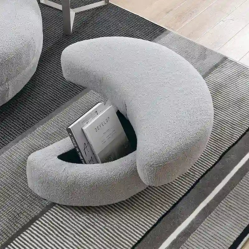 Oversized Swivel Cuddle Barrel Chair with moon storage ottoman 21