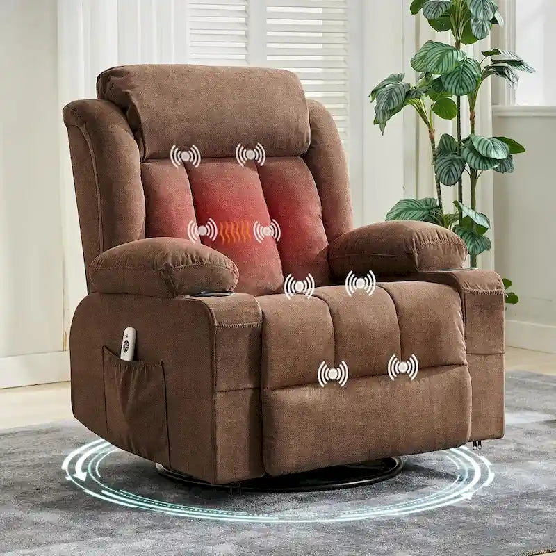 Recliner Chair, Rocking Chairs with Massage and Heat, Side Pockets and Cup Holder 6