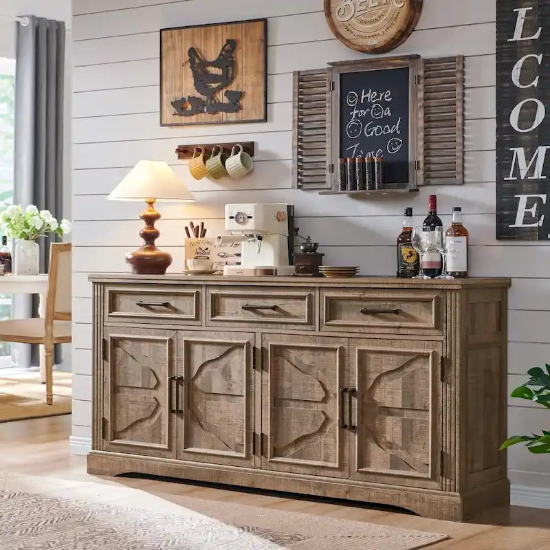Farmhouse Buffet Sideboard Cabinet,Coffee Bar Wine Bar for Dining Room - N/A 8