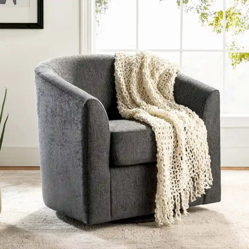 Cuenca Modern Upholstered Barrel Chair with Swivel Base 7