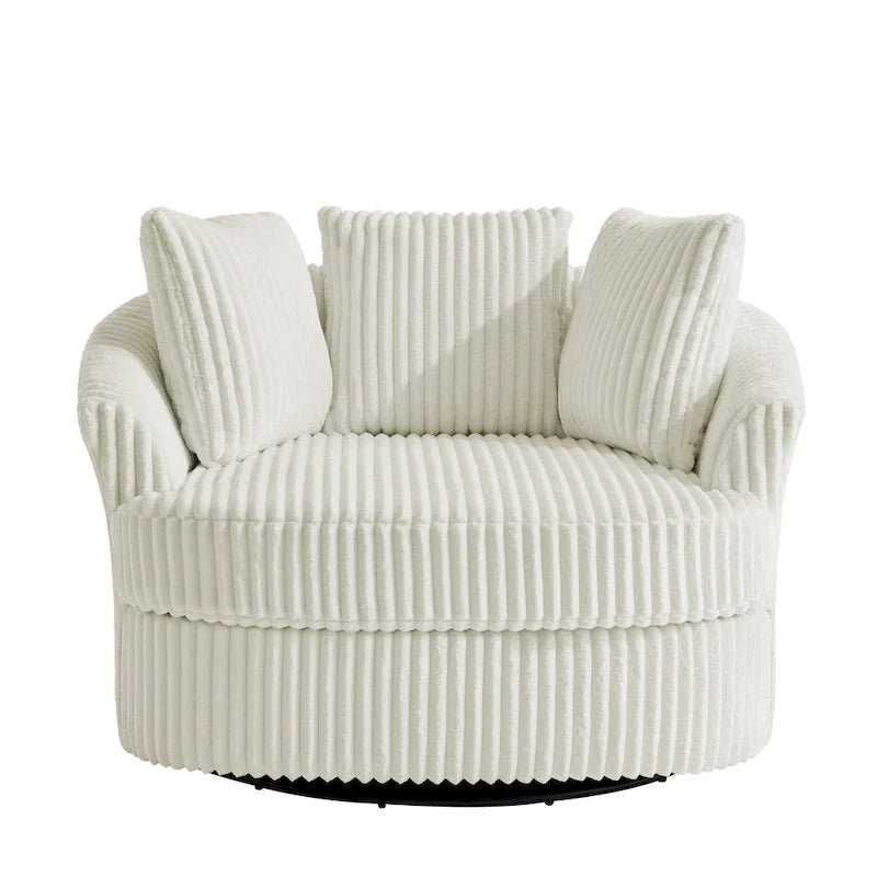 DREAMSIDEA 2 Set Recessed Arm Slipcovered Swivel Barrel Chair 29