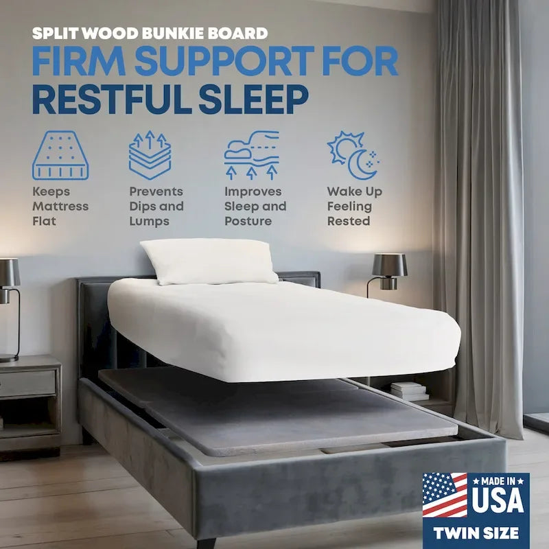 1.5 Split Wood Bunkie Board, Fully Assembled, Fabric Ventilation Cover - Replaces Wooden Slats or Box Spring for Bed Frames 16