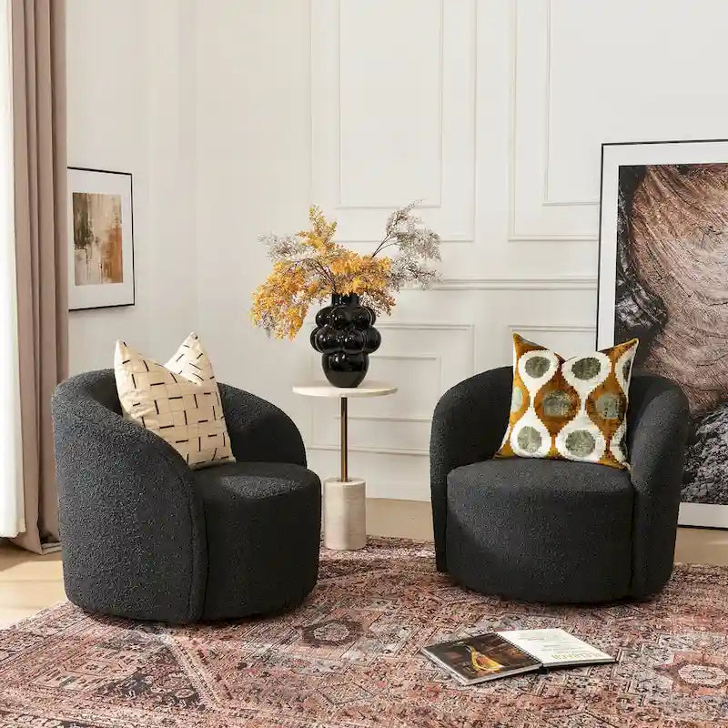 KINWELL 34 Wide Upholstered Swivel Accent Barrel Chair (Set of 2) 31