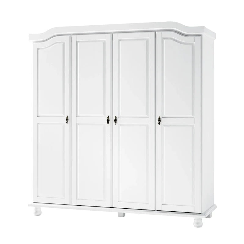 Palace Imports 100% Solid Wood Kyle 4-Door Wardrobe Armoire with Solid Wood or Mirrored Doors 18