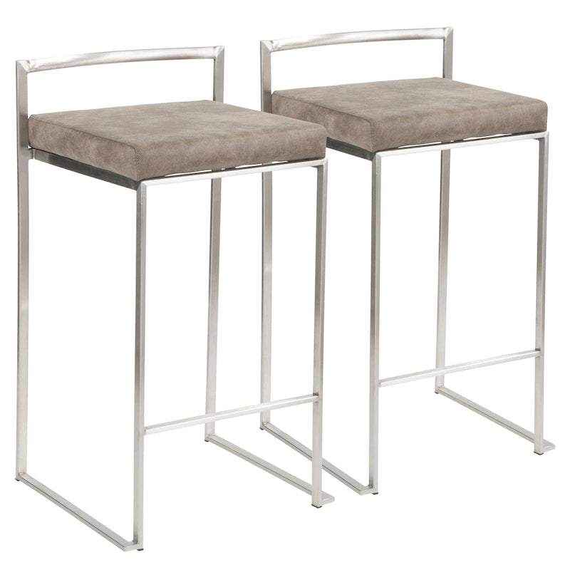Sgabello da bancone impilabile in acciaio inossidabile completamente saldato Silver Orchid Forrest (set di 2) 27