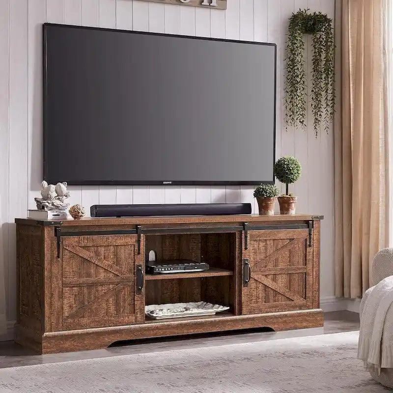 Farmhouse Wood TV Stand, Rustic Entertainment Center, Console Cabinet - n/a 4