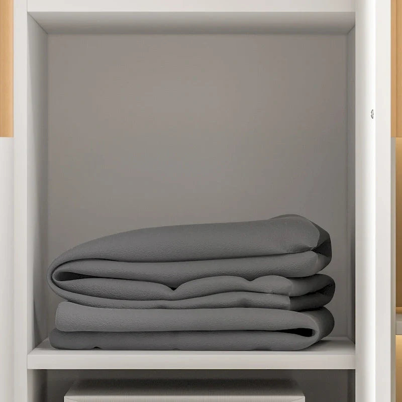 Wardrobe Armoire Wooden Closet Cabinet 6 Storage Cube and Hanging Rod 14
