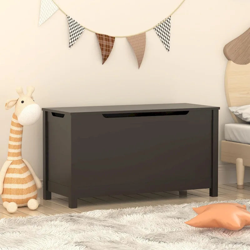 Kids Wooden Toy Box Storage with Safety Hinged Lid for Ages 3+ 10