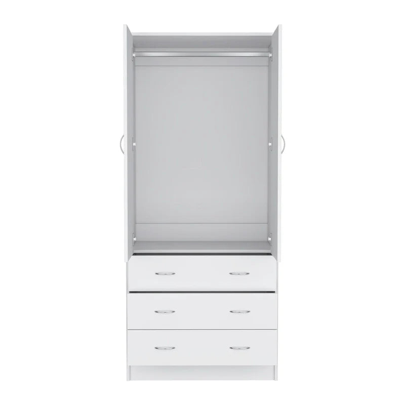 19  Modern Double-door Armoire with 3 Drawers and 1 Hanging Rod for Bedroom 15