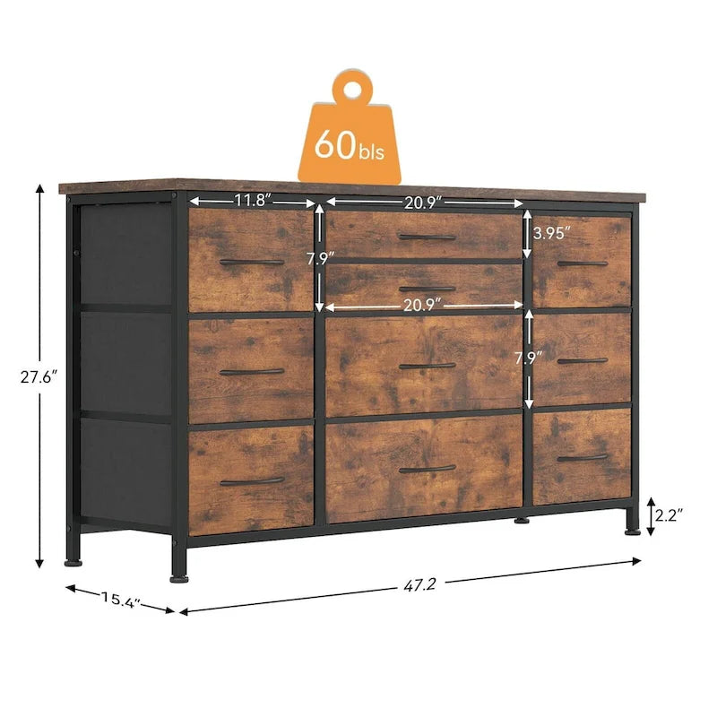 Bedroom Dresser with 10 Large Drawers for 55 Long TV Stand - 55 inches 14