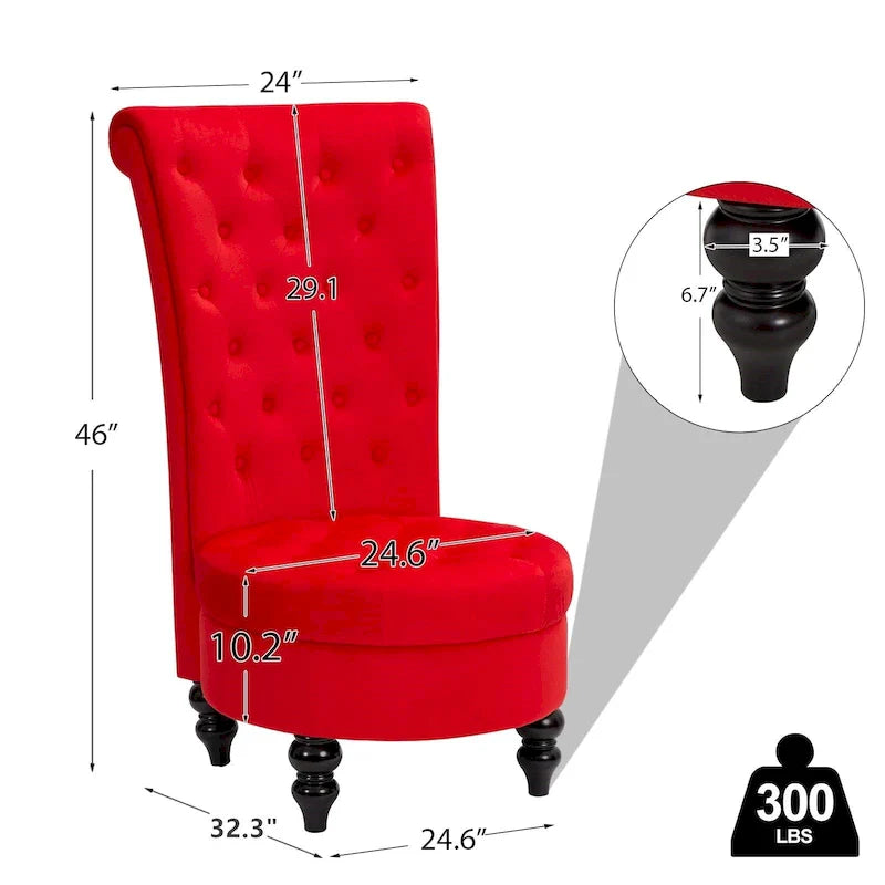 AVAWING Set of 2 Throne Royal Chair Thick Padding and Rubberwood Legs 16