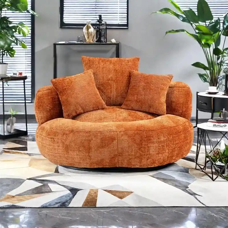 Chenille High Back Lazy Sofa with 3 Pillows and Oversized Bean Bag Chair 8