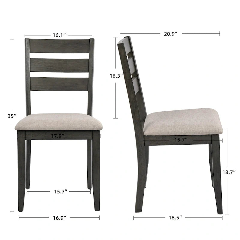 Set di 5 mobili da pranzo in legno massello 47L (1 tavolo + 4 sedie con schienale a doghe) 13