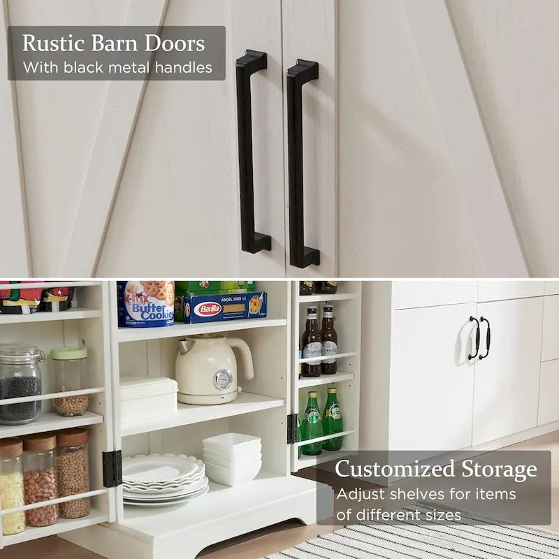 47 Armadietto da Cucina Dispensa, Mobile Contenitore con Ante Scorrevoli Stile Fienile - N/D 11