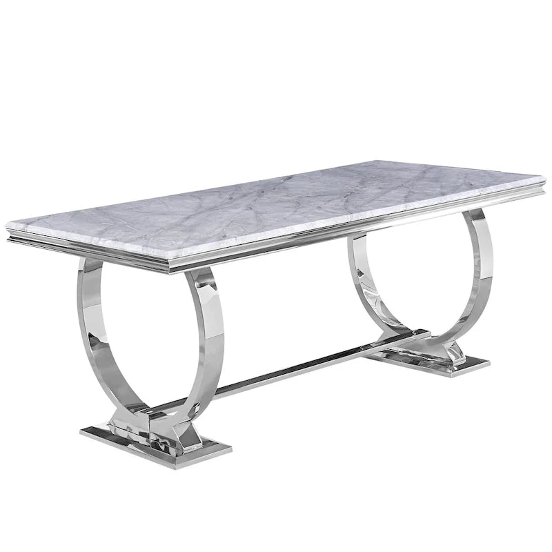 Modern Dining Room Table with Stainless Steel Metal U-Base 17