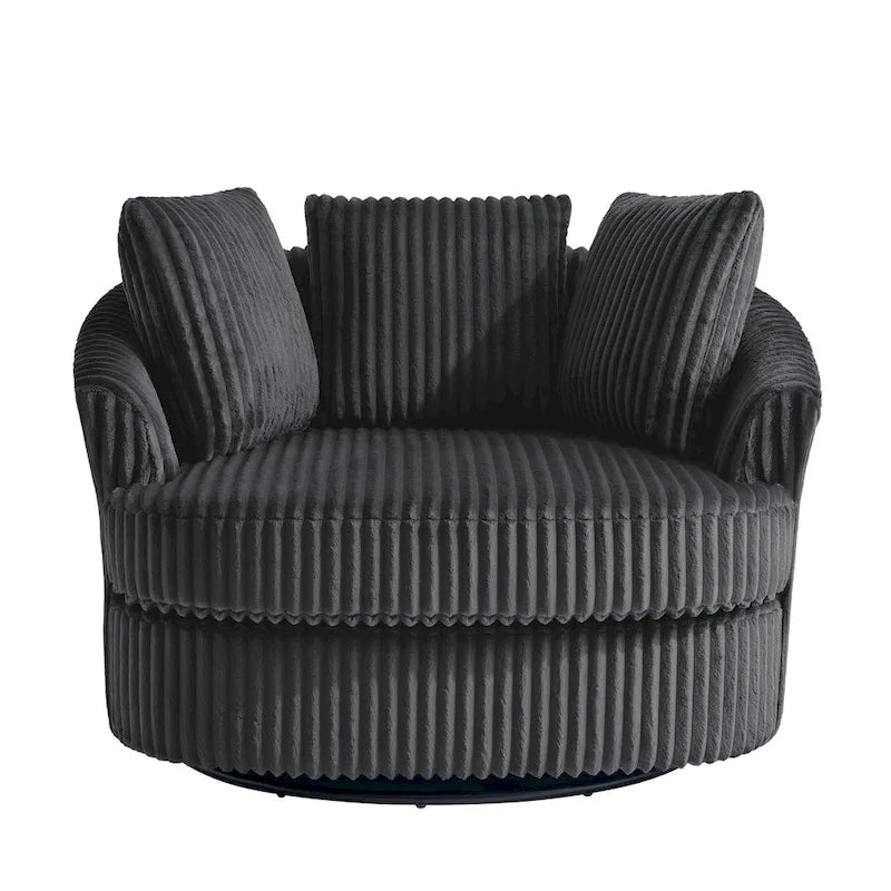 DREAMSIDEA 2 Set Recessed Arm Slipcovered Swivel Barrel Chair 12