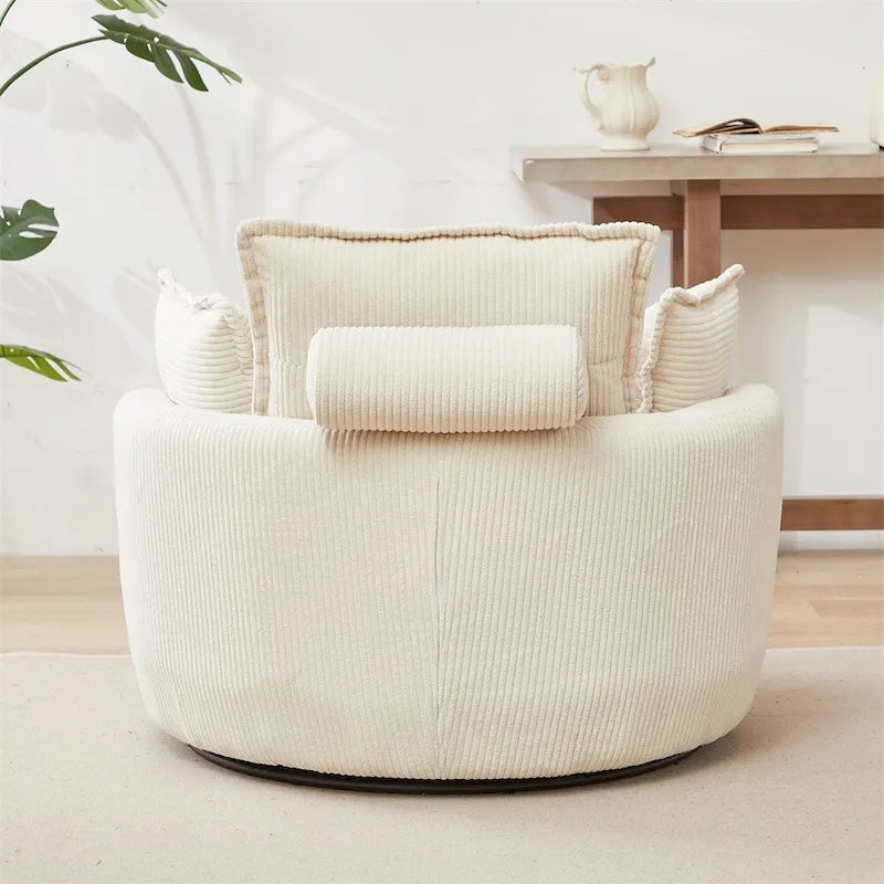 Oversized Swivel Chair with Moon Storage Ottoman with 4 Pillows 33
