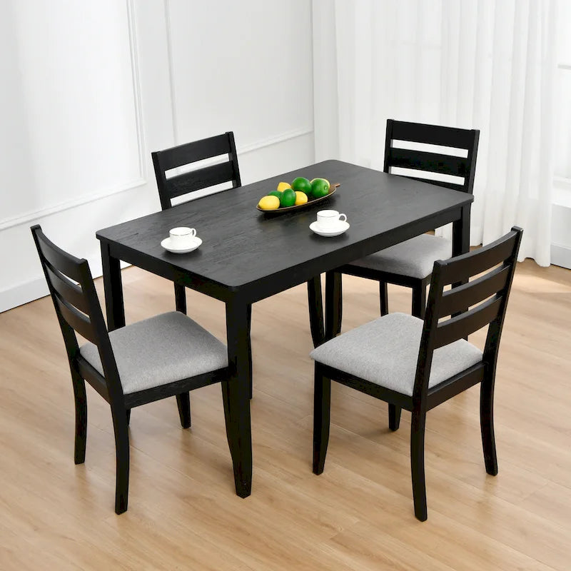 Set di 5 mobili da pranzo in legno massello 47L (1 tavolo + 4 sedie con schienale a doghe) 19