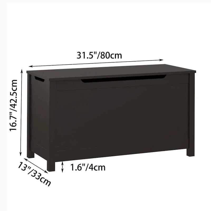 Kids Wooden Toy Box Storage with Safety Hinged Lid for Ages 3+ 11