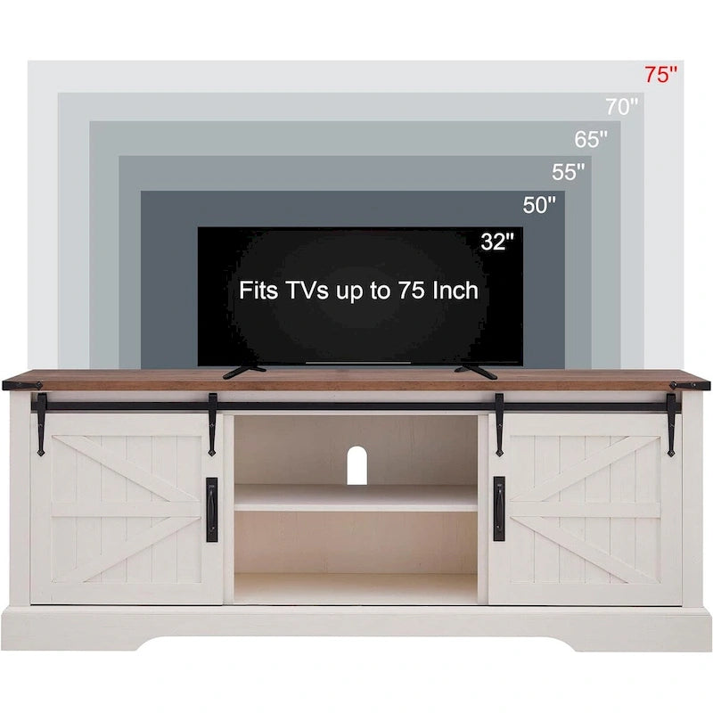Farmhouse Wood TV Stand, Rustic Entertainment Center, Console Cabinet - n/a 22