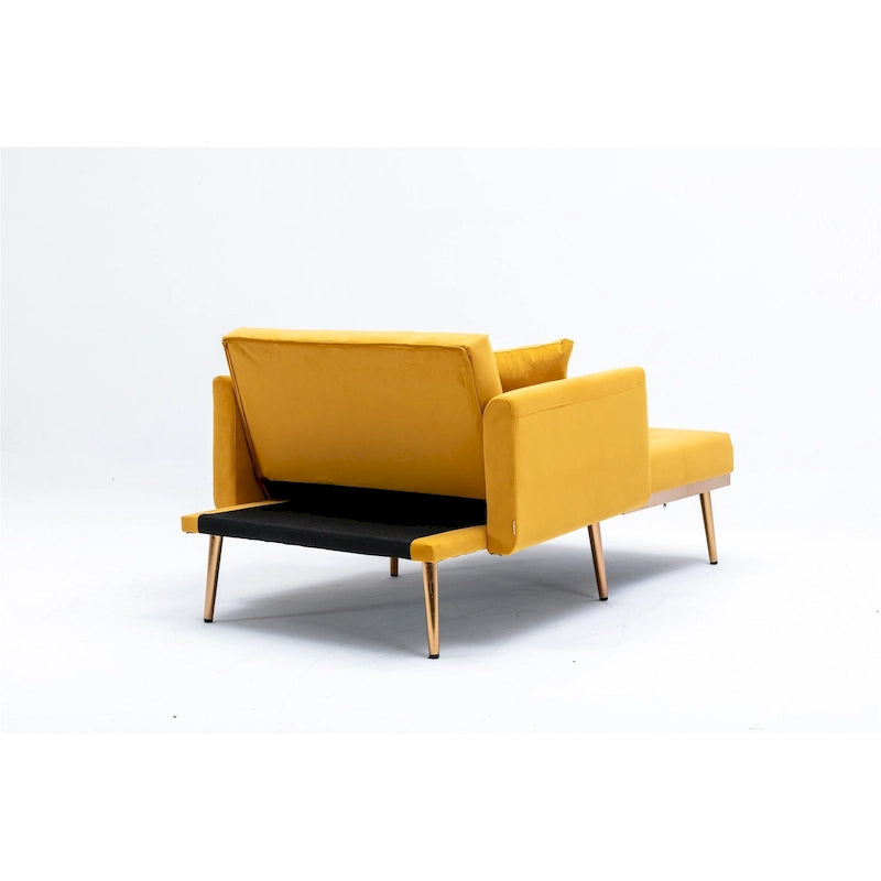 Velvet Upholstered Tufted Living Room Sleeper Sofa Chair With Rose Golden feet 27