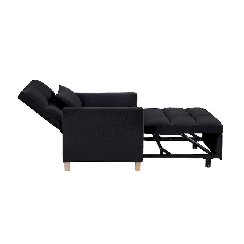 3-in-1 Convertible Sleeper Sofa Lounge Chair Bed, Black 9