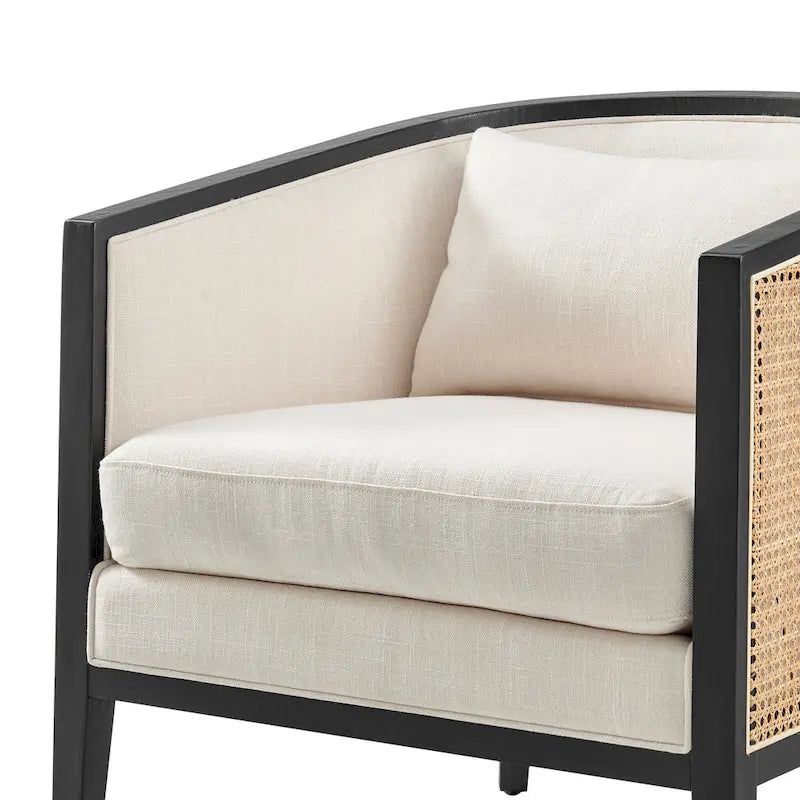 Tillman Linen Accent Arm Chair with Rattan 8