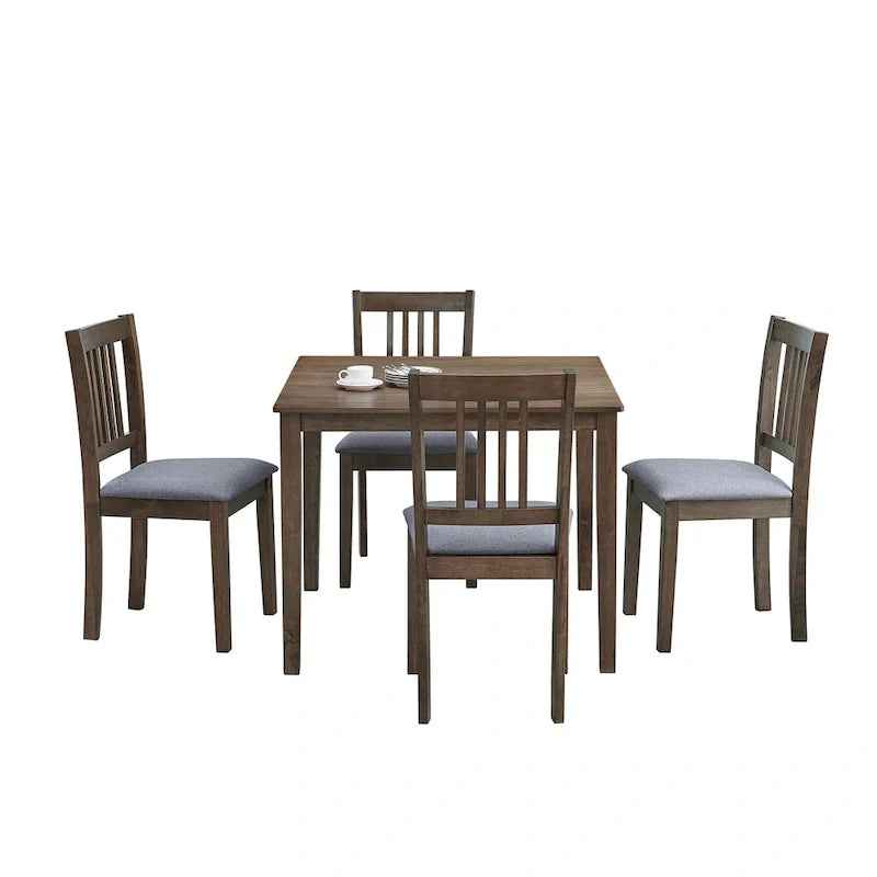 Set Tavolo e Sedie per Colazione in Cucina, Tavolo da Pranzo Quadrato in Legno, Tavolo da Pranzo Casuale con 4 Sedie Imbottite 19