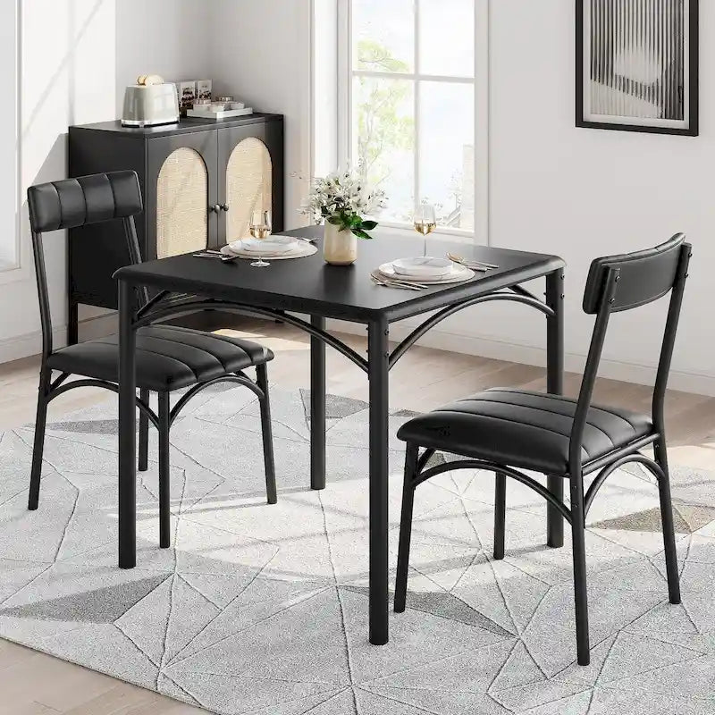 Dining Table Set for 2, Kitchen Table with Upholstered Chairs for 2 6