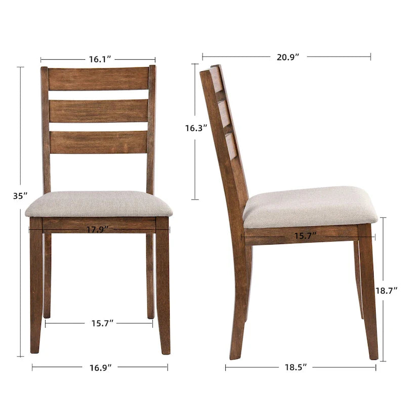 Set di 5 mobili da pranzo in legno massello 47L (1 tavolo + 4 sedie con schienale a doghe) 5