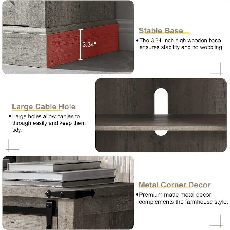 Farmhouse Wood TV Stand, Rustic Entertainment Center, Console Cabinet - n/a 26