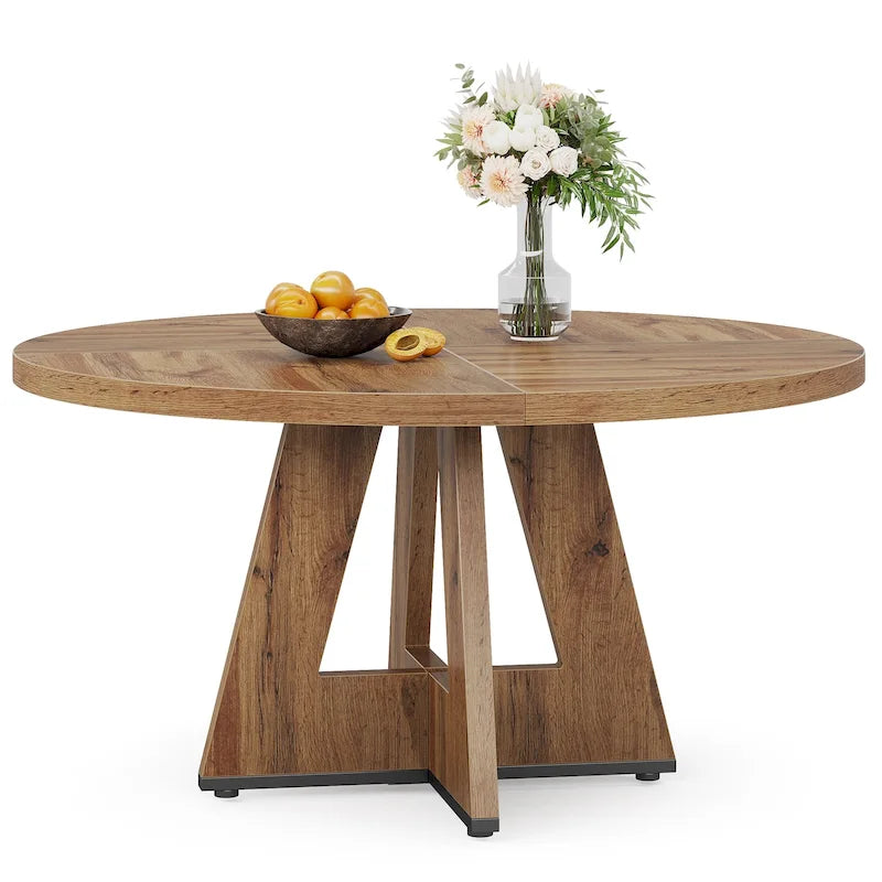 47 Inch Round Dining Table for 4, Wood Farmhouse Dinner Dinning Table for Kitchen Dining Living Room 15