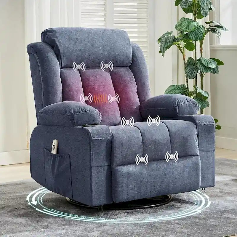 Recliner Chair, Rocking Chairs with Massage and Heat, Side Pockets and Cup Holder 4